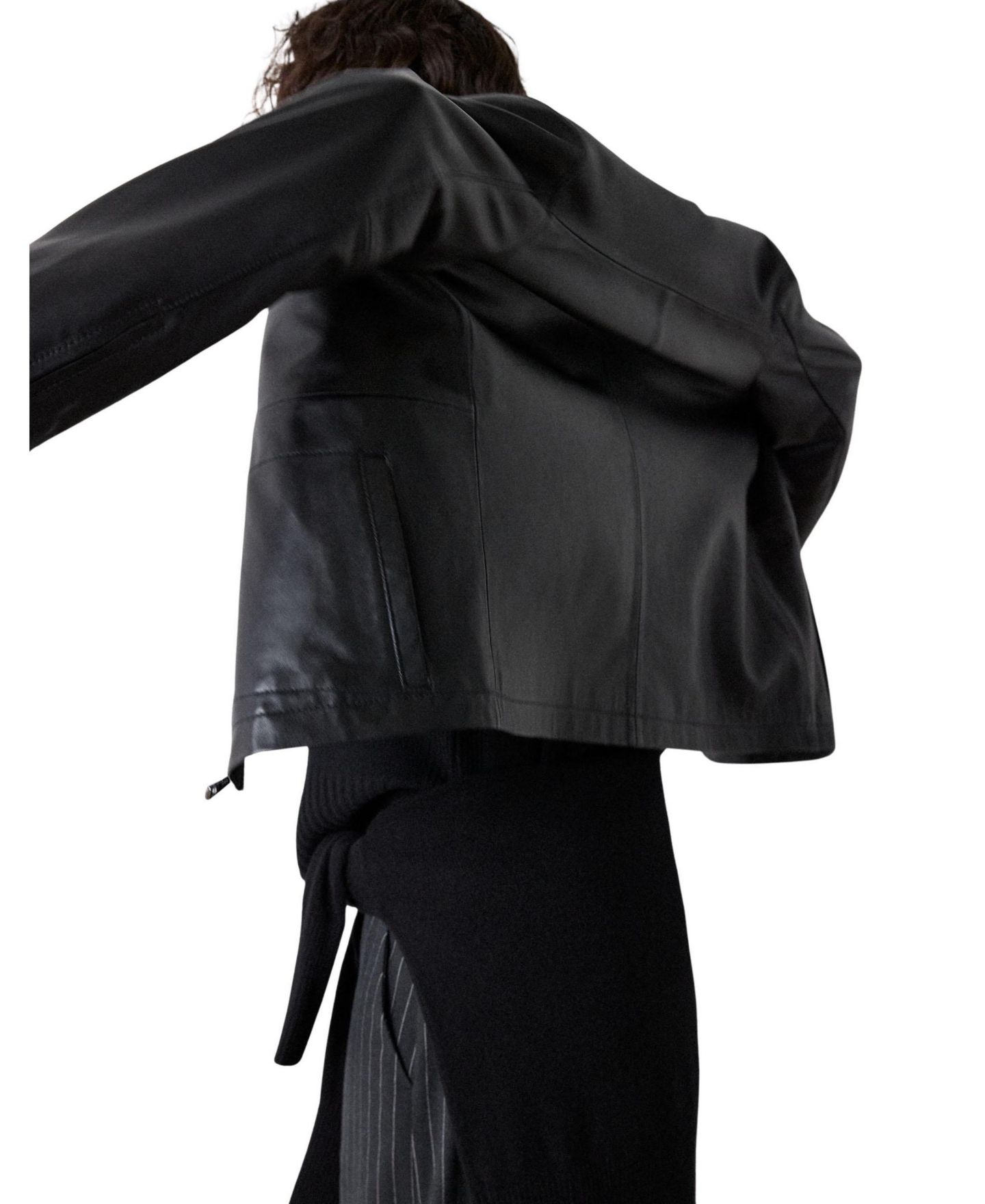 Женская куртка Whistles Kate Zip-Front Leather, цвет: Чёрный — фото 3