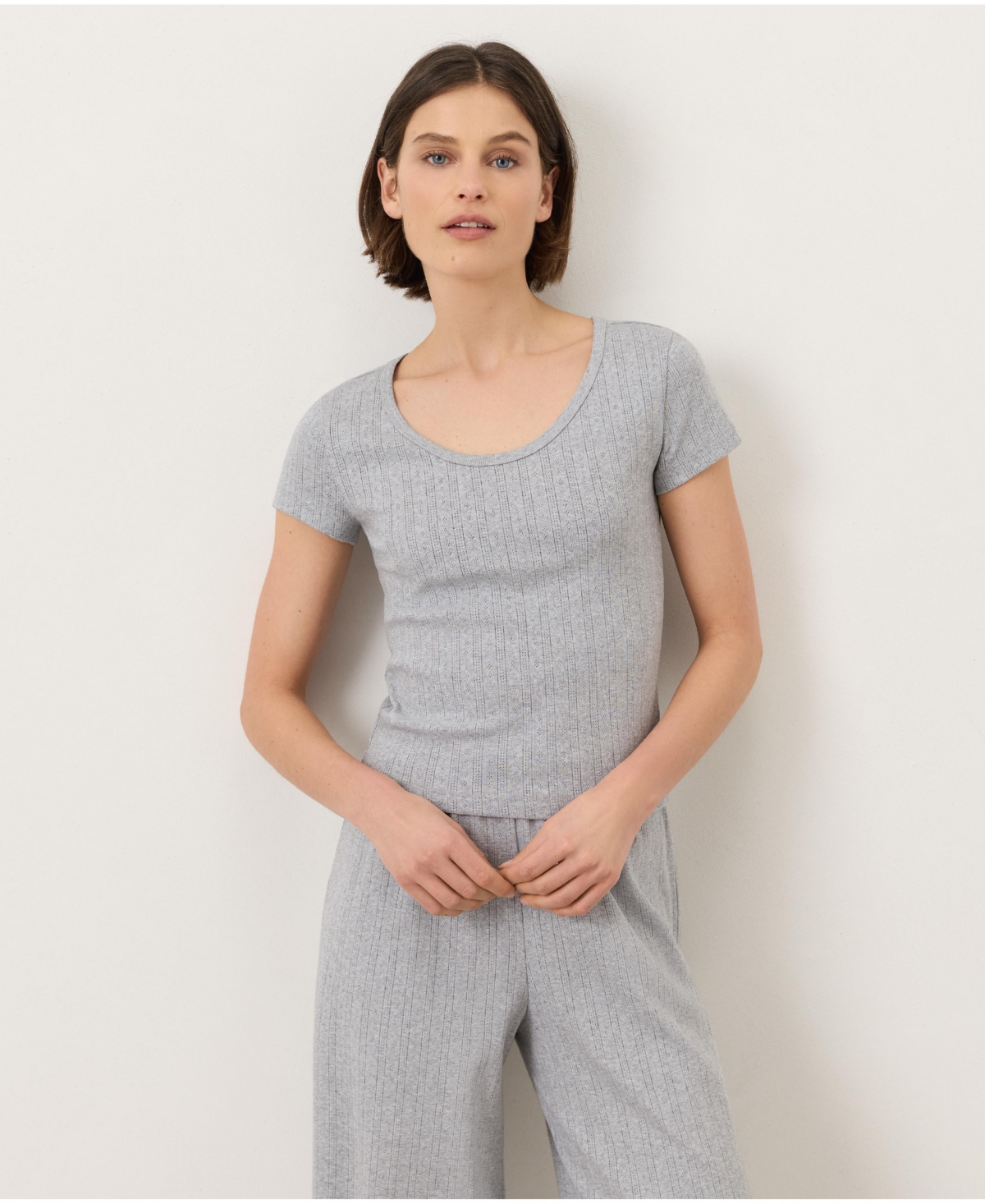Pact Women's Organic Cotton Pointelle Scoop Neck Tee