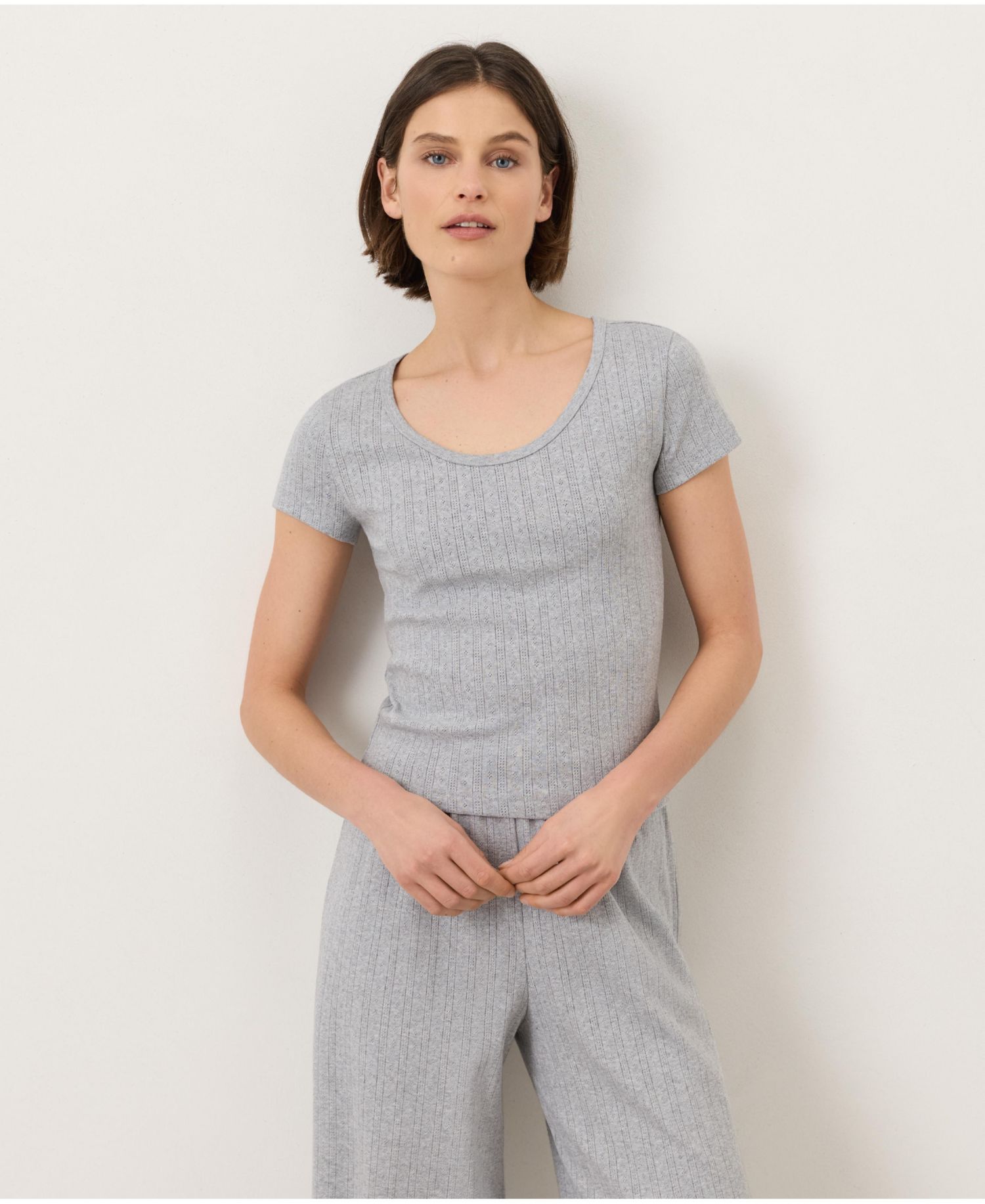 Women's Organic Cotton Pointelle Scoop Neck Tee