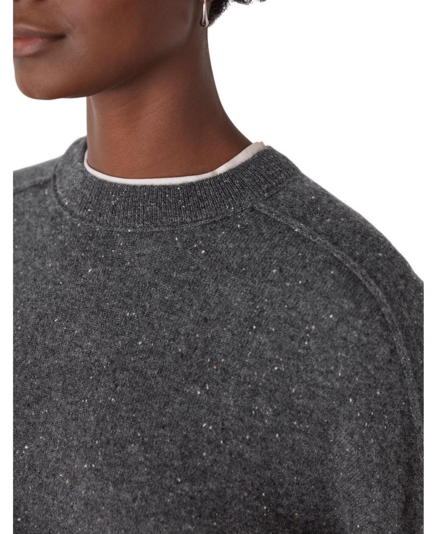 Women's Cashmere Fleck Seam Crew Sweater
