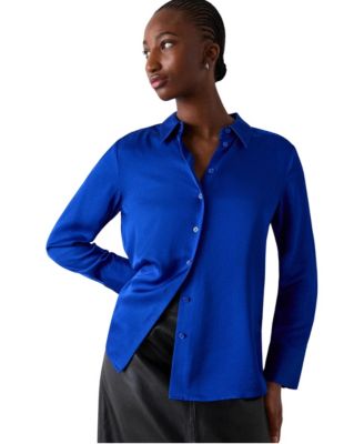 Women's Satin Collared Shirt