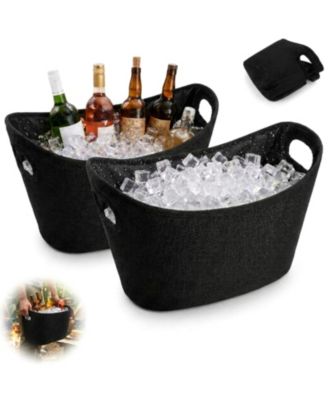 2 Pack 6.5L Soft Cooler Ice Bucket Portable Foldable Insulated Oxford Cloth Leakproof Liner for Camping Picnic Parties