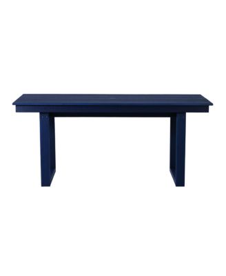 68" Outdoor HDPE Modern Rectangular Patio Dining Table With Umbrella Hole