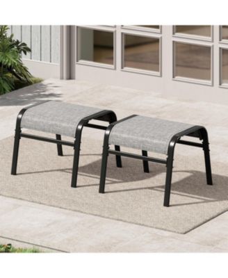 Outdoor Ottoman Set of 2, Stackable Oversized Outdoor Foot Rest for Patio, Garden, Pool, Balcony