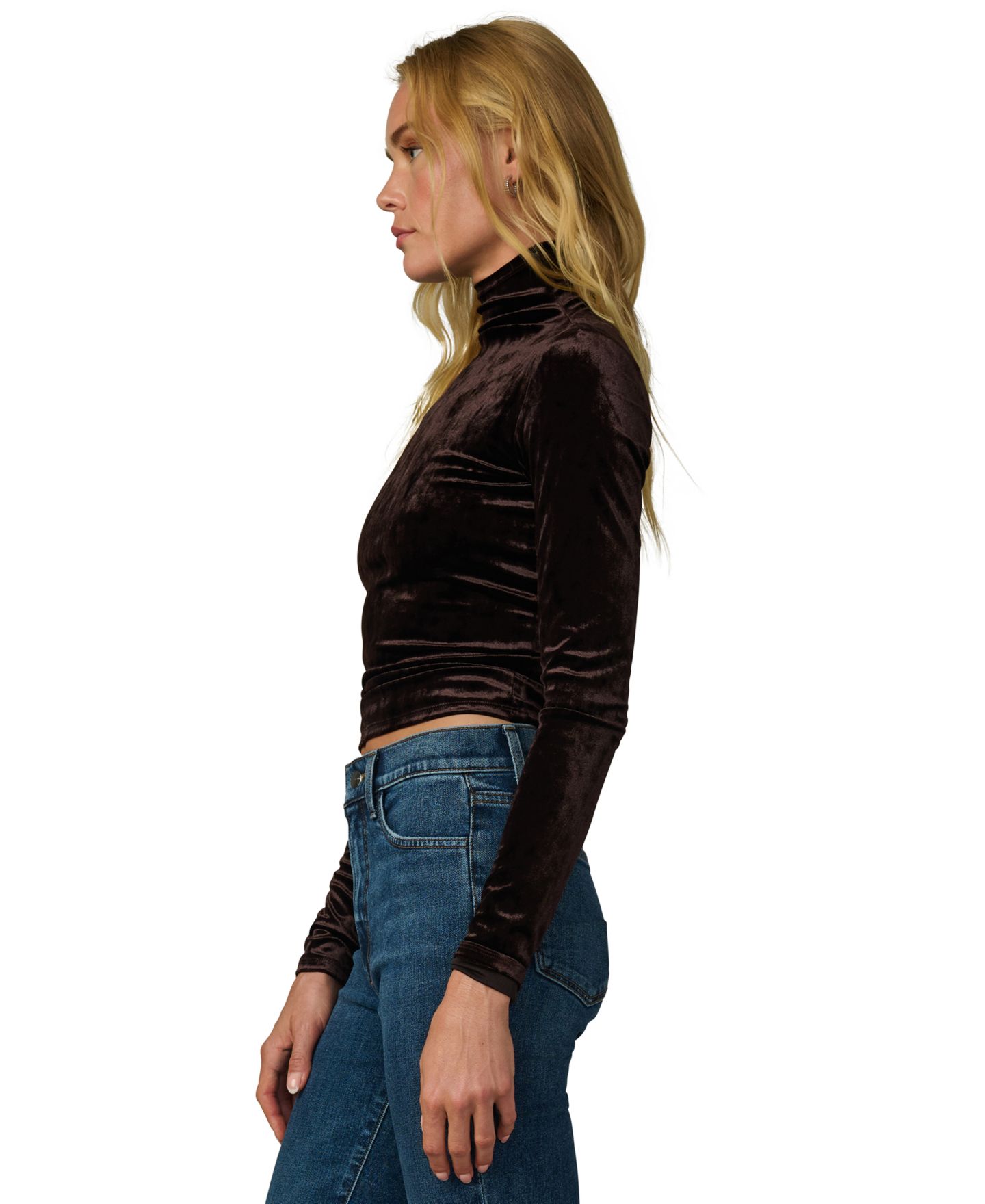 Женская футболка Joe's Jeans Tony Long Crush Velvet Turtleneck Long-Sleeve, цвет: Какао — фото 3