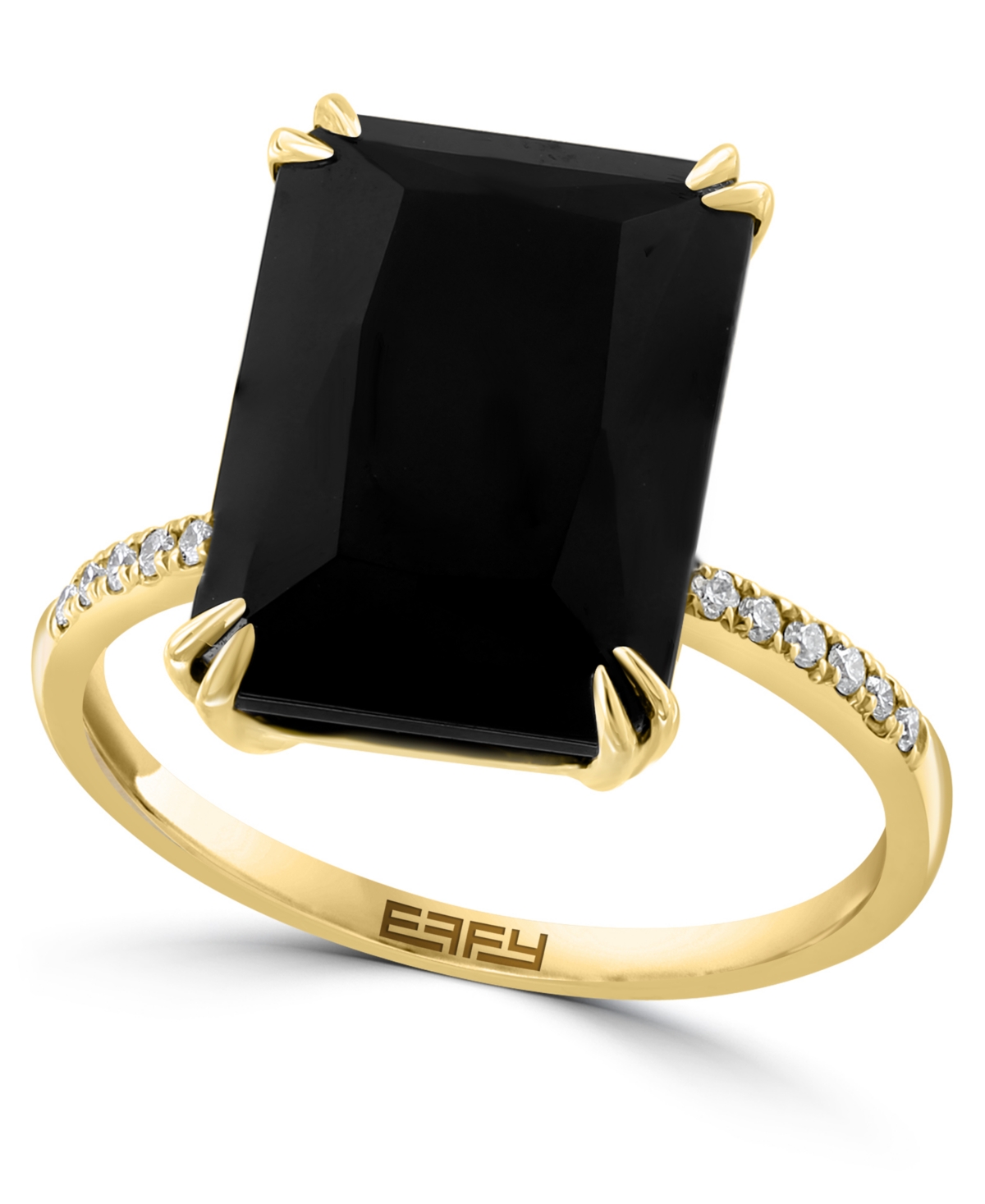 Effy Collection Amethyst (7-1/6 ct. t.w.) & Diamond (1/20 ct. t.w.) Ring in 14k Rose Gold (Also in Blue Topaz, Onyx, Green Amethyst, Citrine) - Onyx