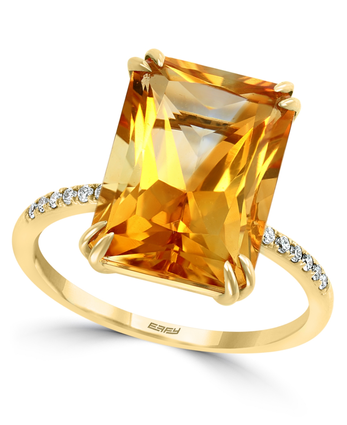 Effy Collection Amethyst (7-1/6 ct. t.w.) & Diamond (1/20 ct. t.w.) Ring in 14k Rose Gold (Also in Blue Topaz, Onyx, Green Amethyst, Citrine) - Citrin