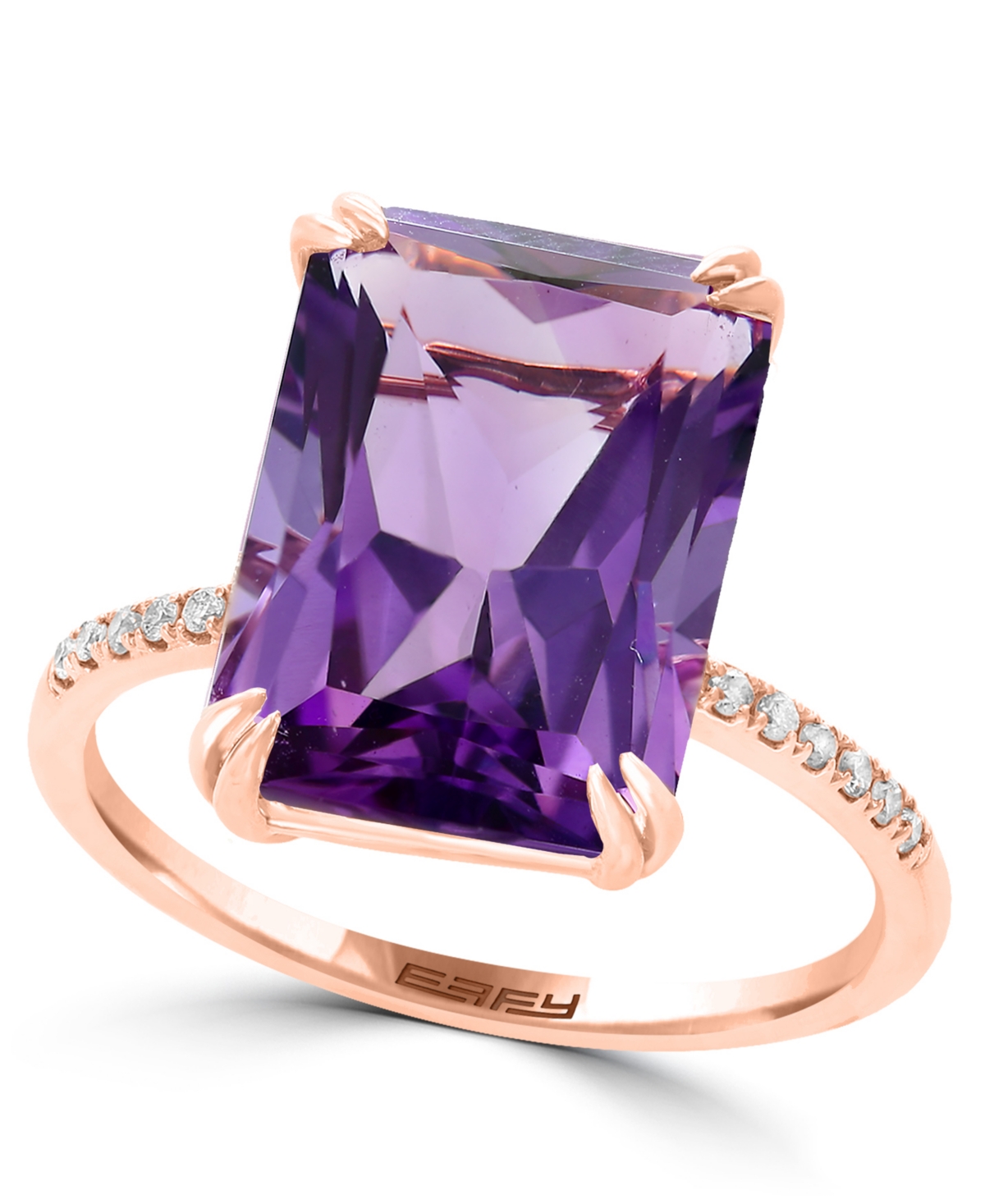 Effy Collection Amethyst (7-1/6 ct. t.w.) & Diamond (1/20 ct. t.w.) Ring in 14k Rose Gold (Also in Blue Topaz, Onyx, Green Amethyst, Citrine) - Amethy