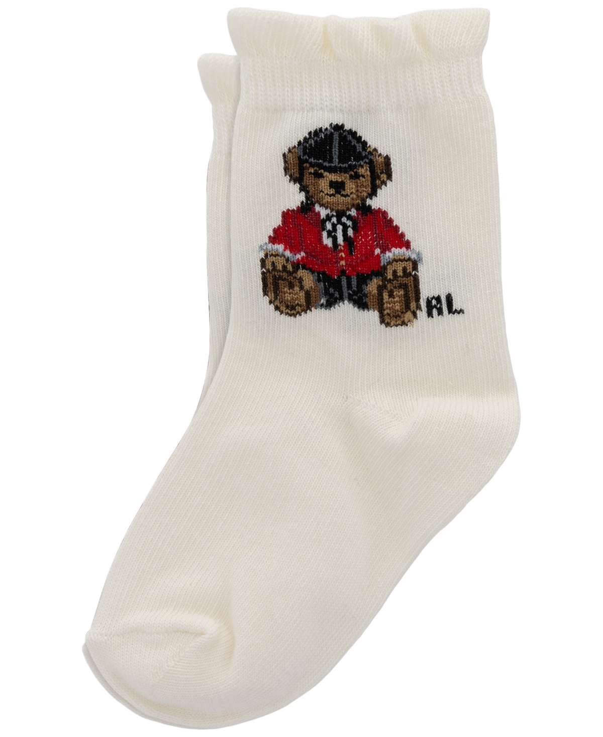 Polo Ralph Lauren Baby Girls' Equestrian Bear Cotton Crew Socks, 3-Pack