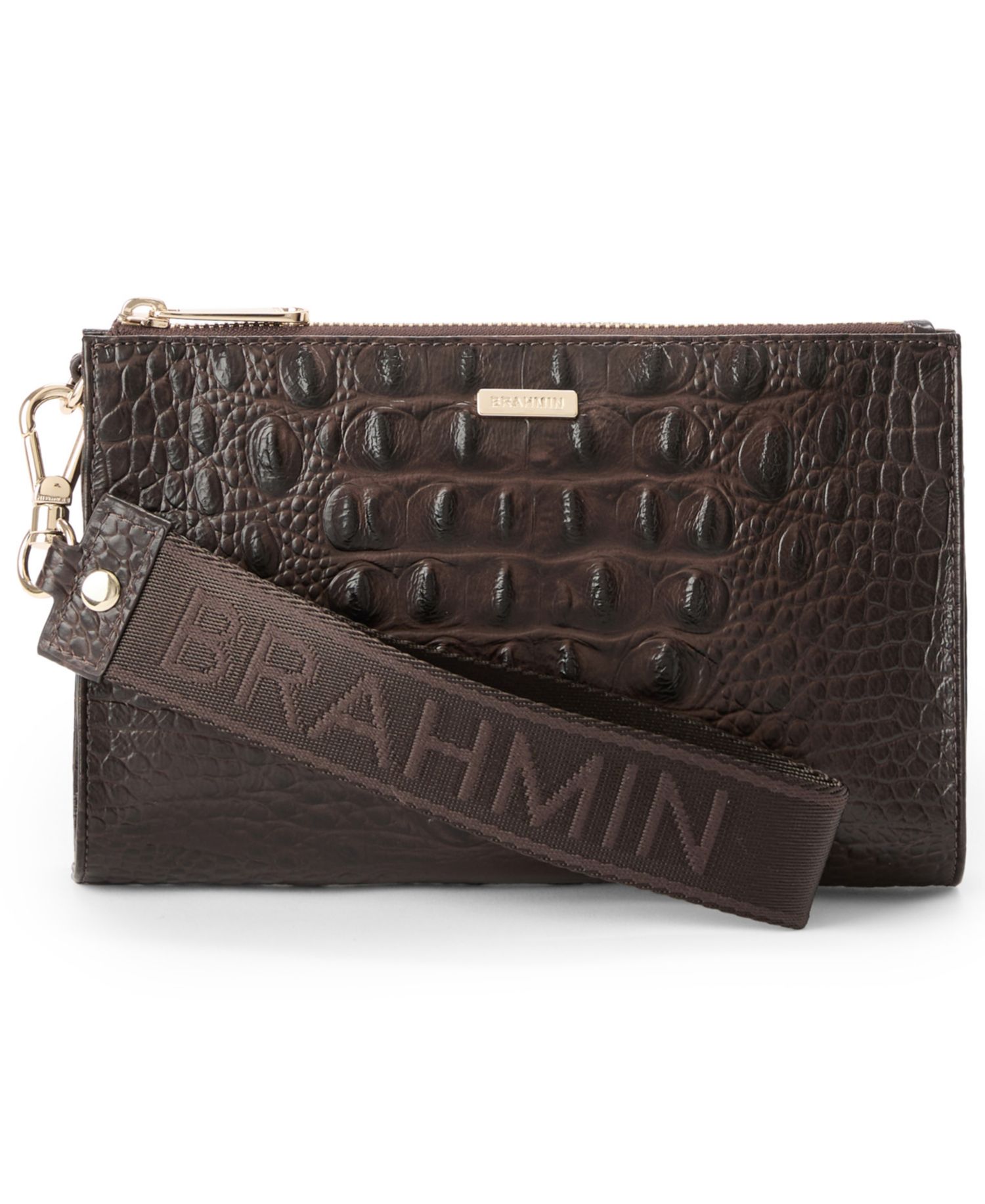 Adia Croc-Embossed Small Zippered Wristlet