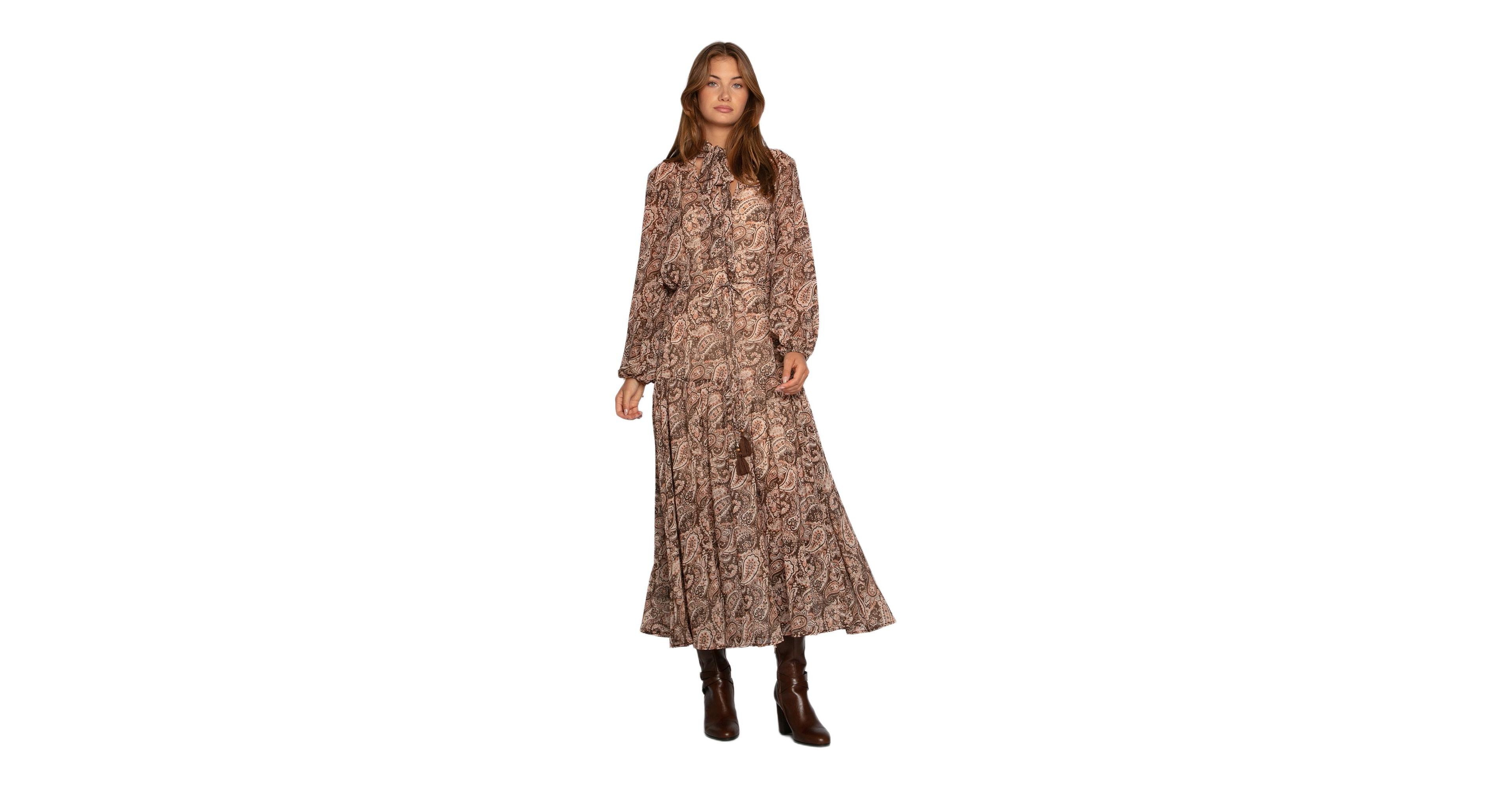 Belle & Bloom Women's Waterfall Printed Long-Sleeve Maxi Dress