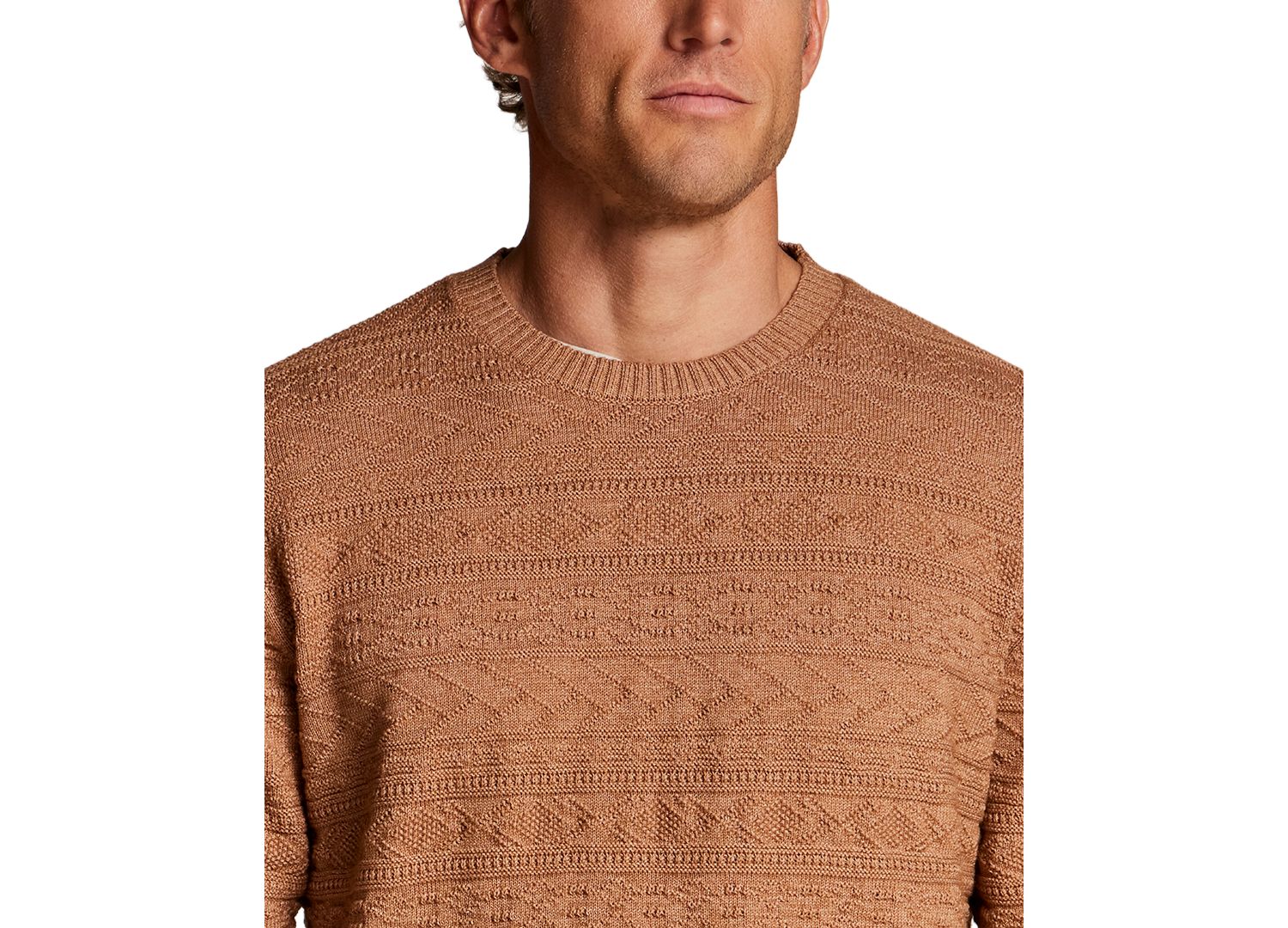 Men's Textured Horizontal Pattern Crew Sweater