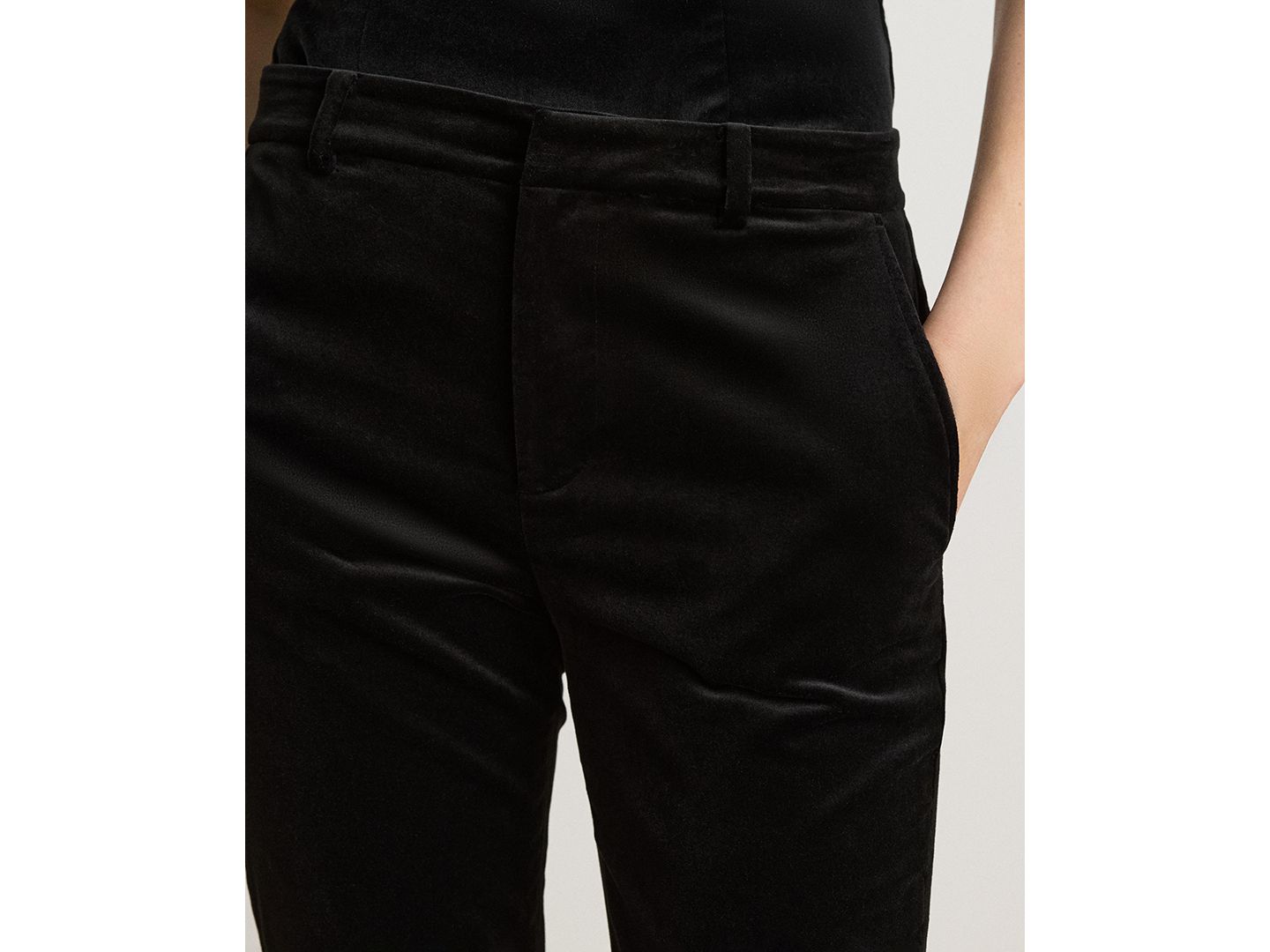 Женские брюки Lauren Ralph Lauren Stretch Velvet High-Rise Straight-Leg, цвет: Чёрный бархатный — фото 3