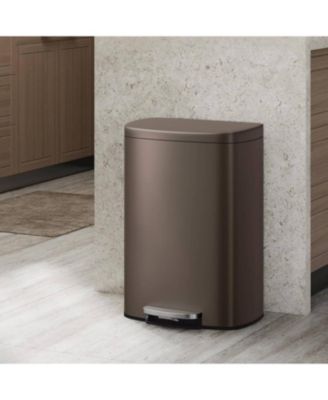 13 Gal Stainless Steel Step-On Garbage Bin, Kitchen Trash Can for Kitchen