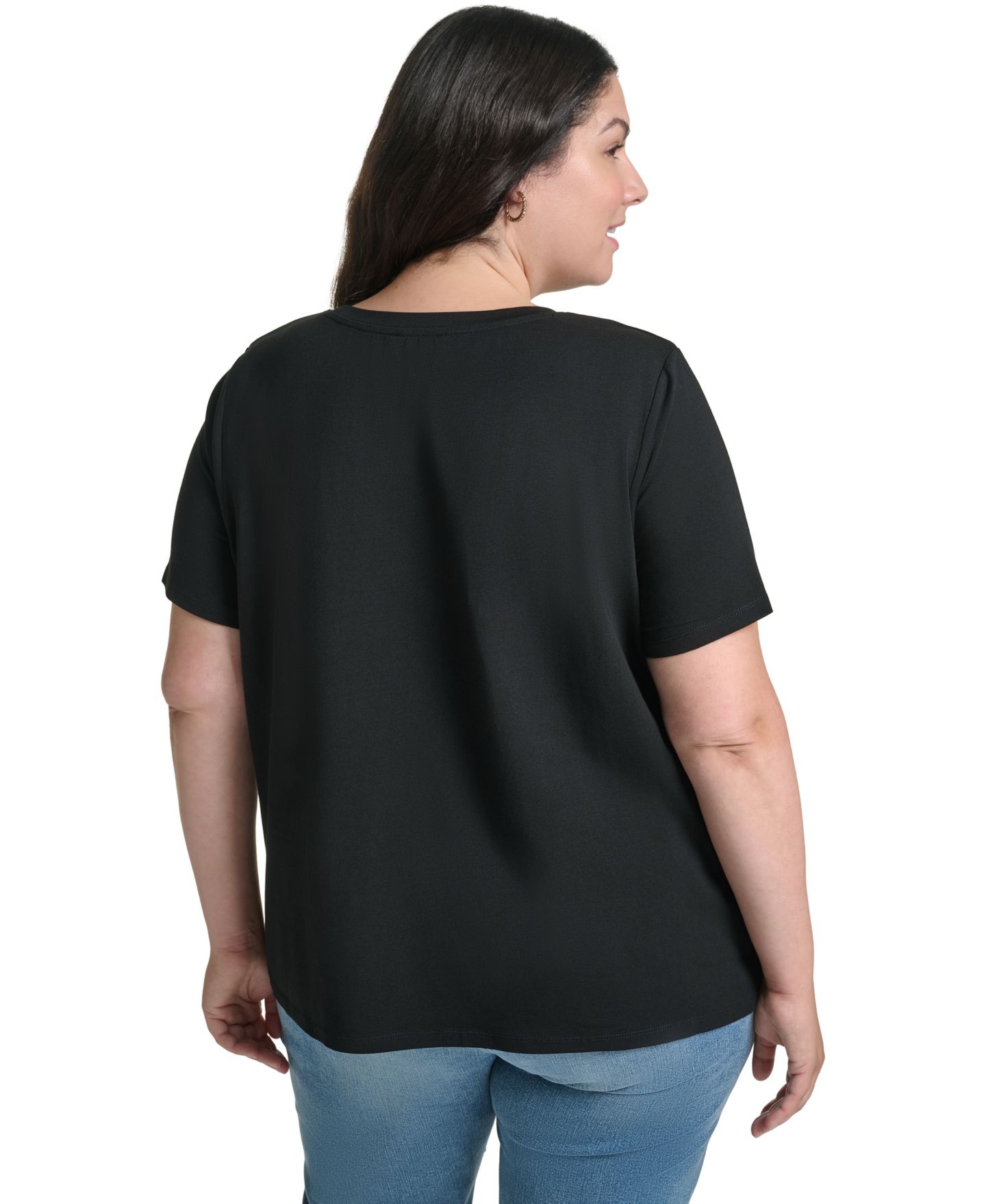 Женская блузка KARL LAGERFELD PARIS Plus Size Gemstone Knit Placed-Print Crewneck Blouse, цвет: Вишнёвый комбинированный — фото 7