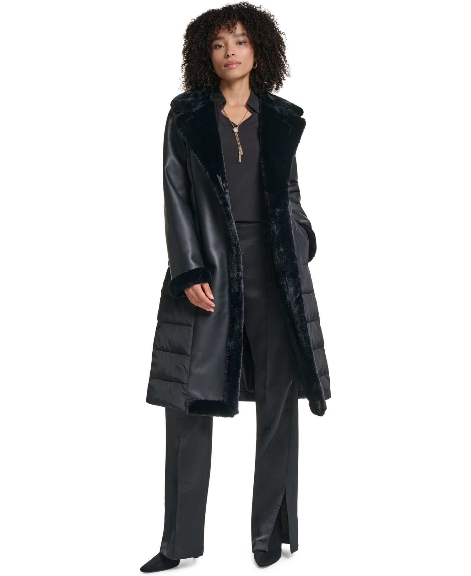 Long Belted Puffer Coat