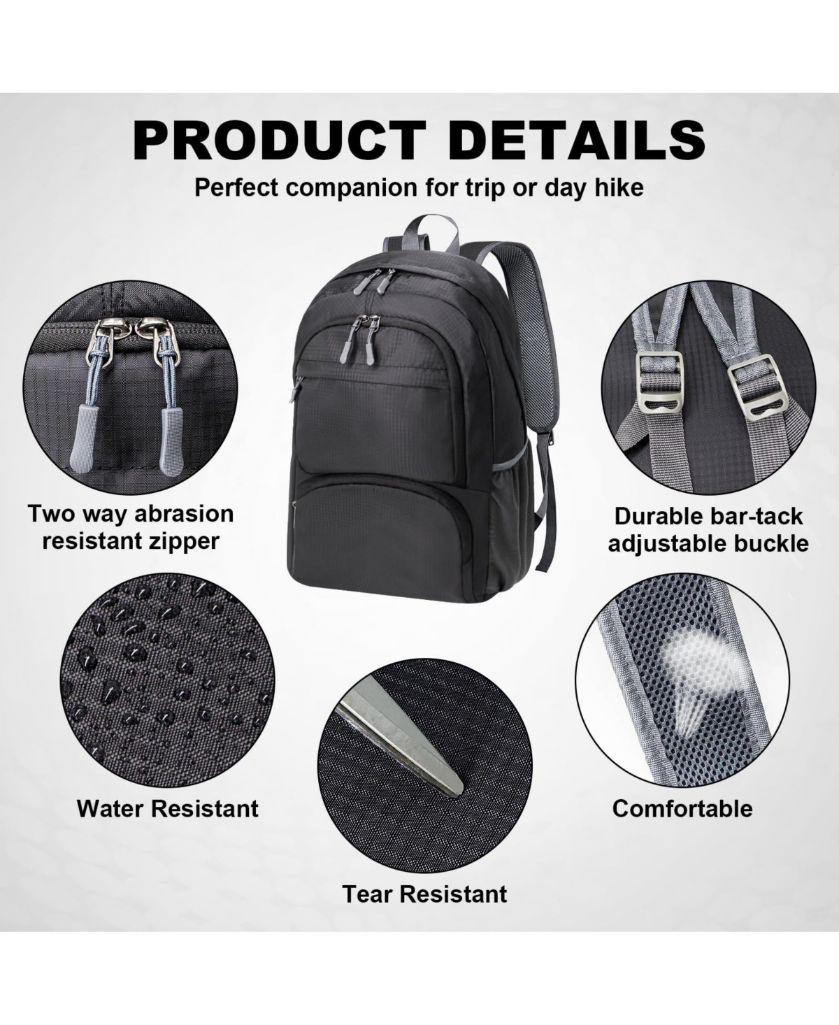 Aronkl 20L Water Resistant Foldable Packable Hiking Daypack for Outdoor Camping, Daily Walking and Casual Lifestyle Travel Sports
