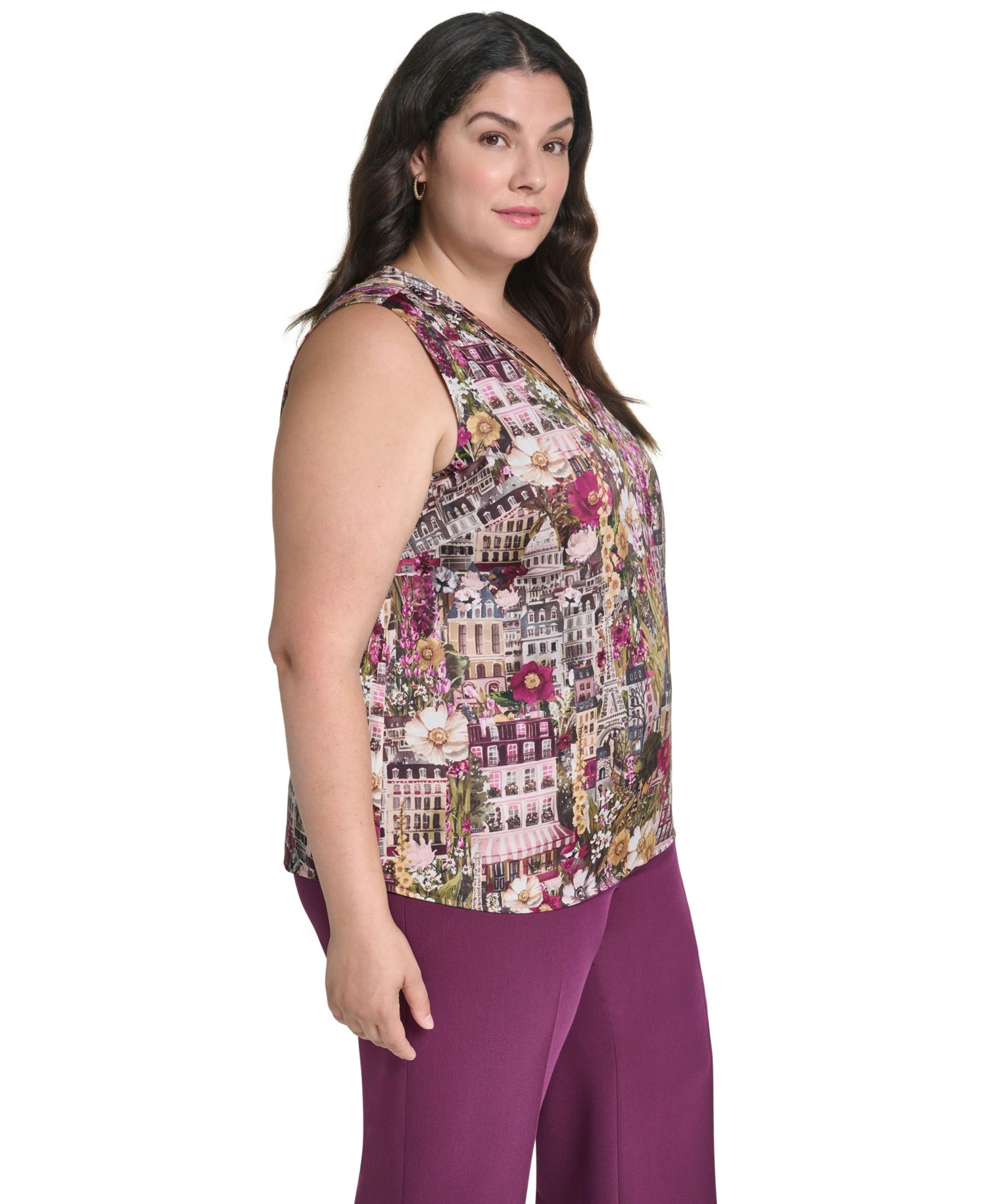 Plus Size Graphic-Print V-Neck Blouse