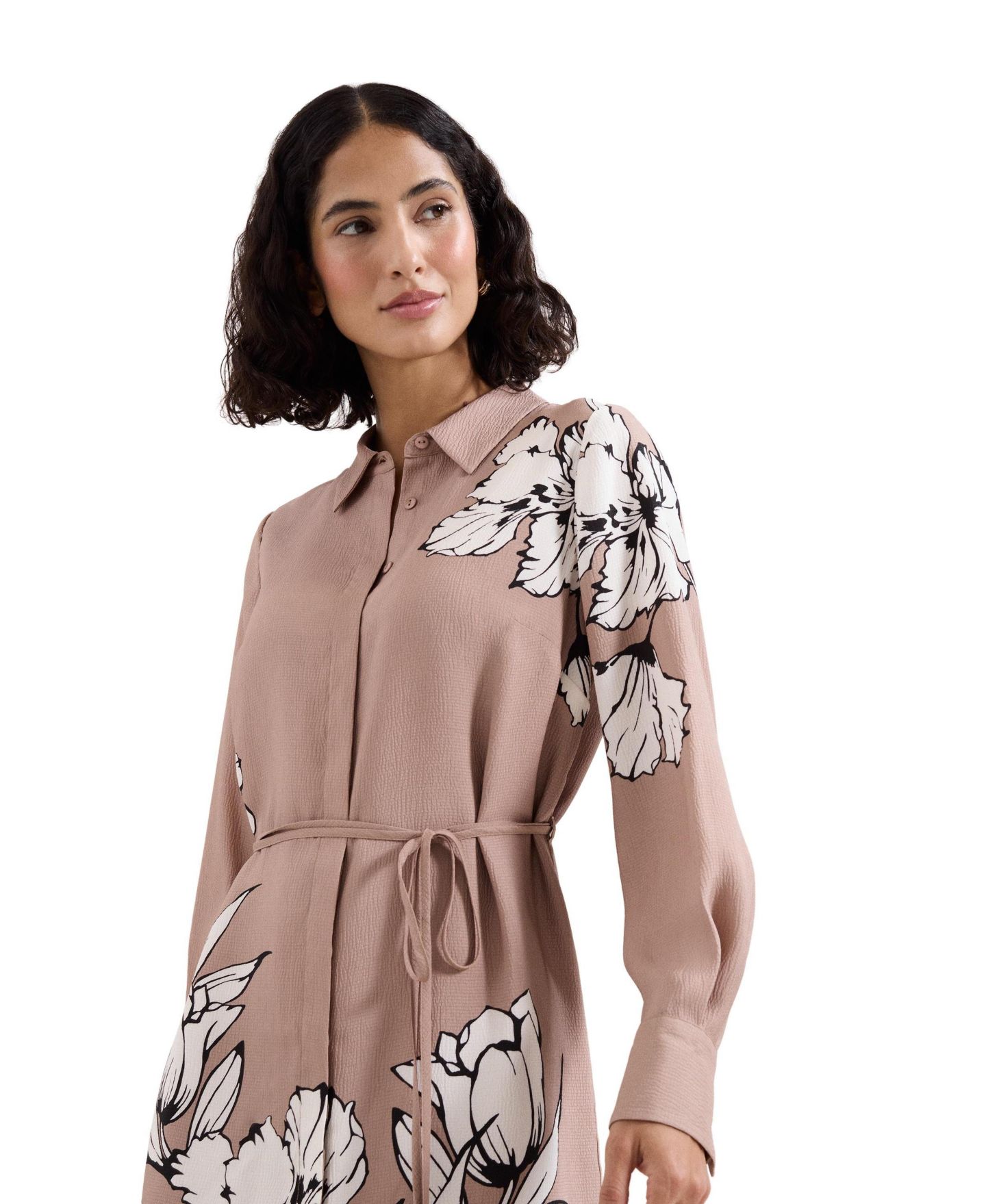 Женское платье Phase Eight Kendra Floral-Print Belted Long-Sleeve Shirt Dress, цвет: Коричневый — фото 4