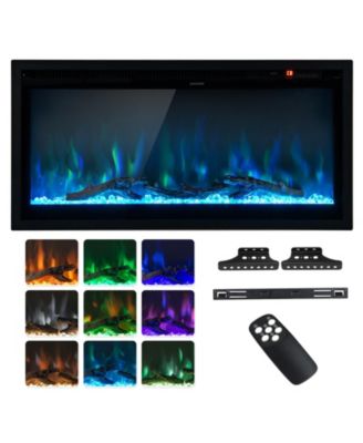 Electric Fireplace in-Wall Recessed with Remote Control and Adjustable Color and Brightness