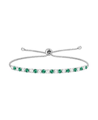 Lab-Grown Opal (7/8 ct. t.w.) & Lab-Grown White Sapphire (1-1/10 ct. t.w.) Bolo Bracelet in Sterling Silver (Also available in Lab-Grown Ruby, Emerald, Sapphire, and Pink Sapphire)