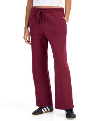 Juniors' Wide-Leg Stitch Detail Sweatpants
