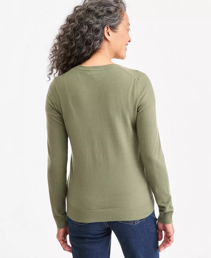 Women's Crewneck Button-Down Cardigan Sweater - thumbnail 3