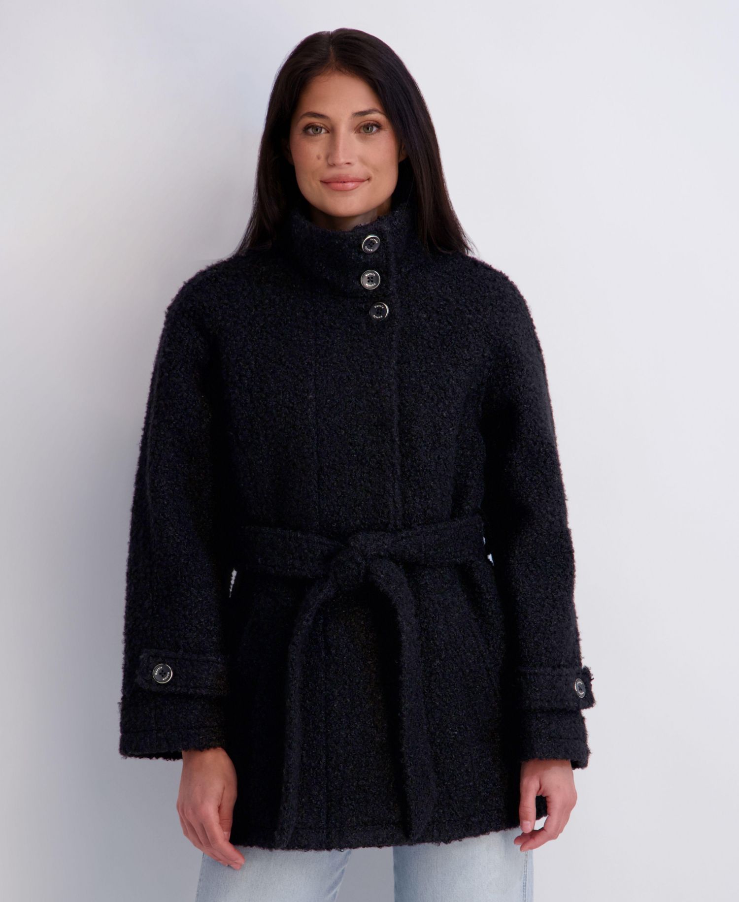 Women's Belted Faux-Boucle Jacket
