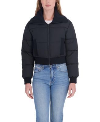 Juniors' Cropped Puffer Bomber Coat