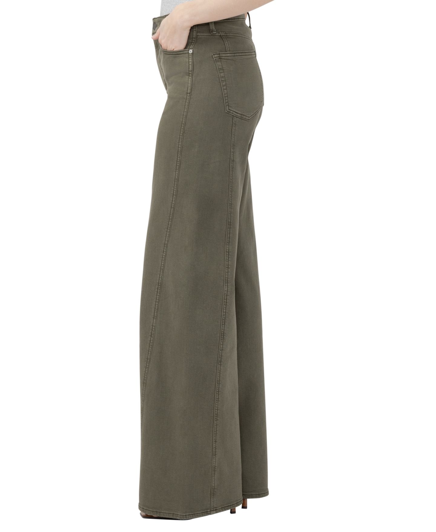 Женские джинсы Silver Jeans Co. Isbister High-Rise Wide-Leg Cotton-Blend, цвет: Тёмный оливковый — фото 2