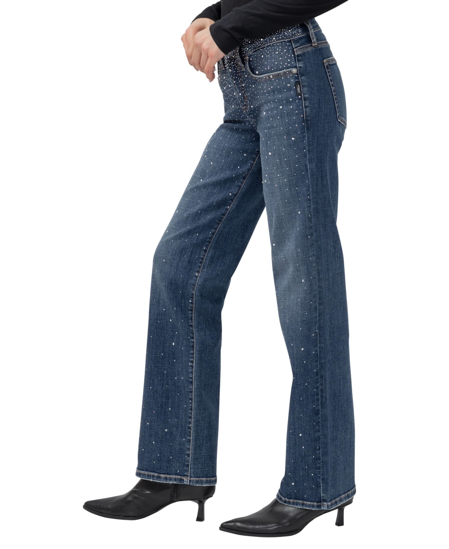 Женские джинсы Silver Jeans Co. Suki Straight Rhinestone Mid-Rise, цвет: Stage Light — фото 3