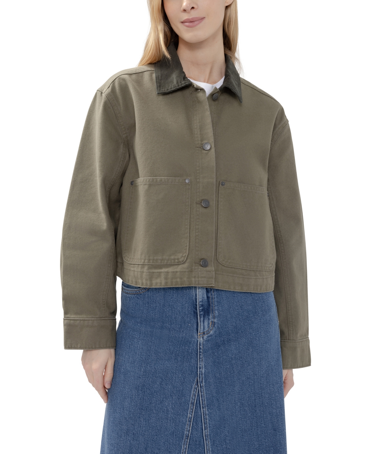Silver Jeans Co. Women's Corduroy Barn Jacket In Olive