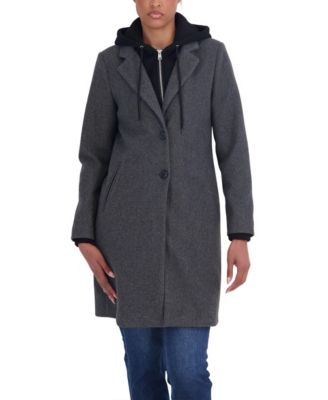 Women's Hooded 3/4 Faux Wool Mid-Length Coat