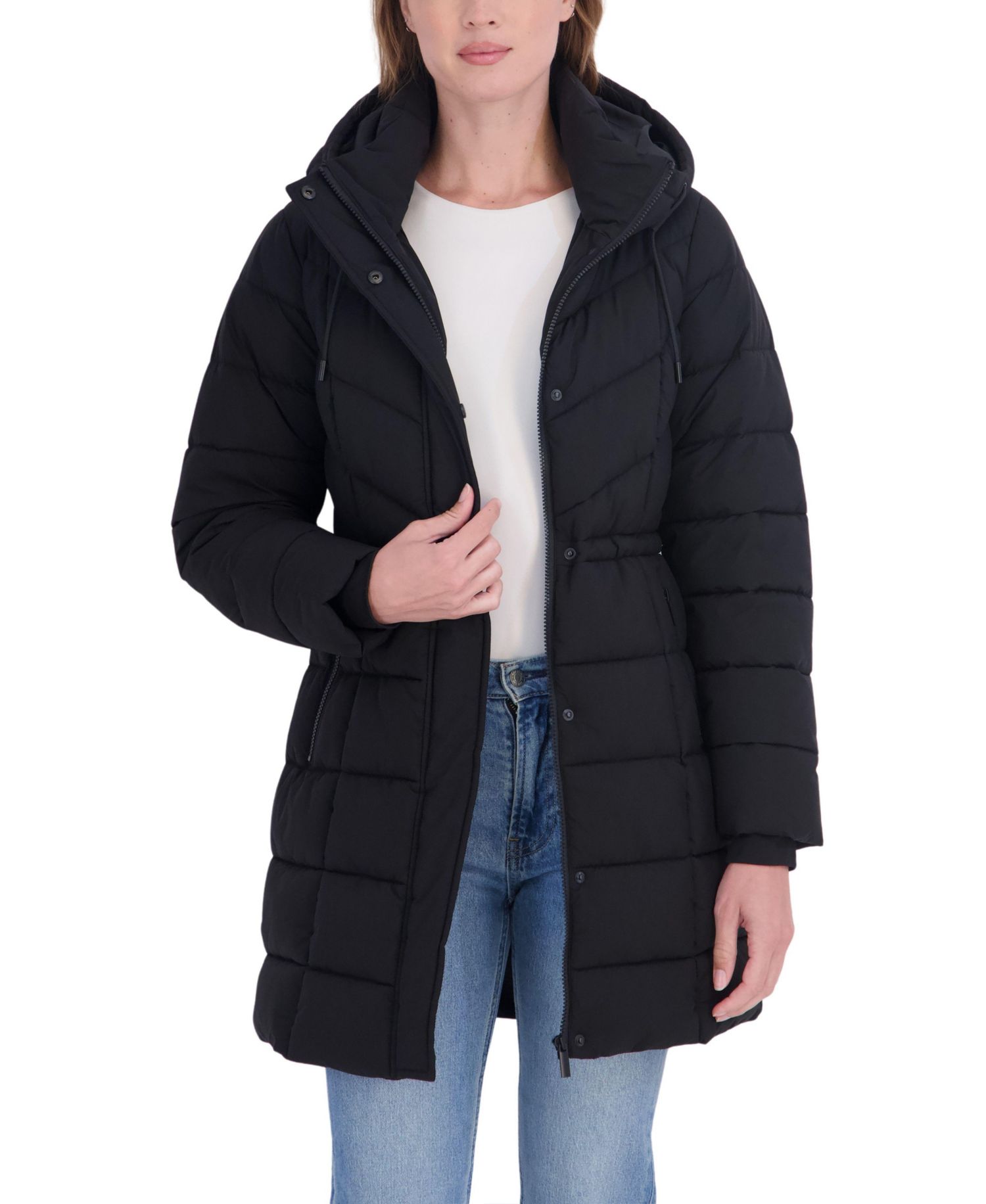 Women's 3/4 Hooded Anorak Puffer Coat