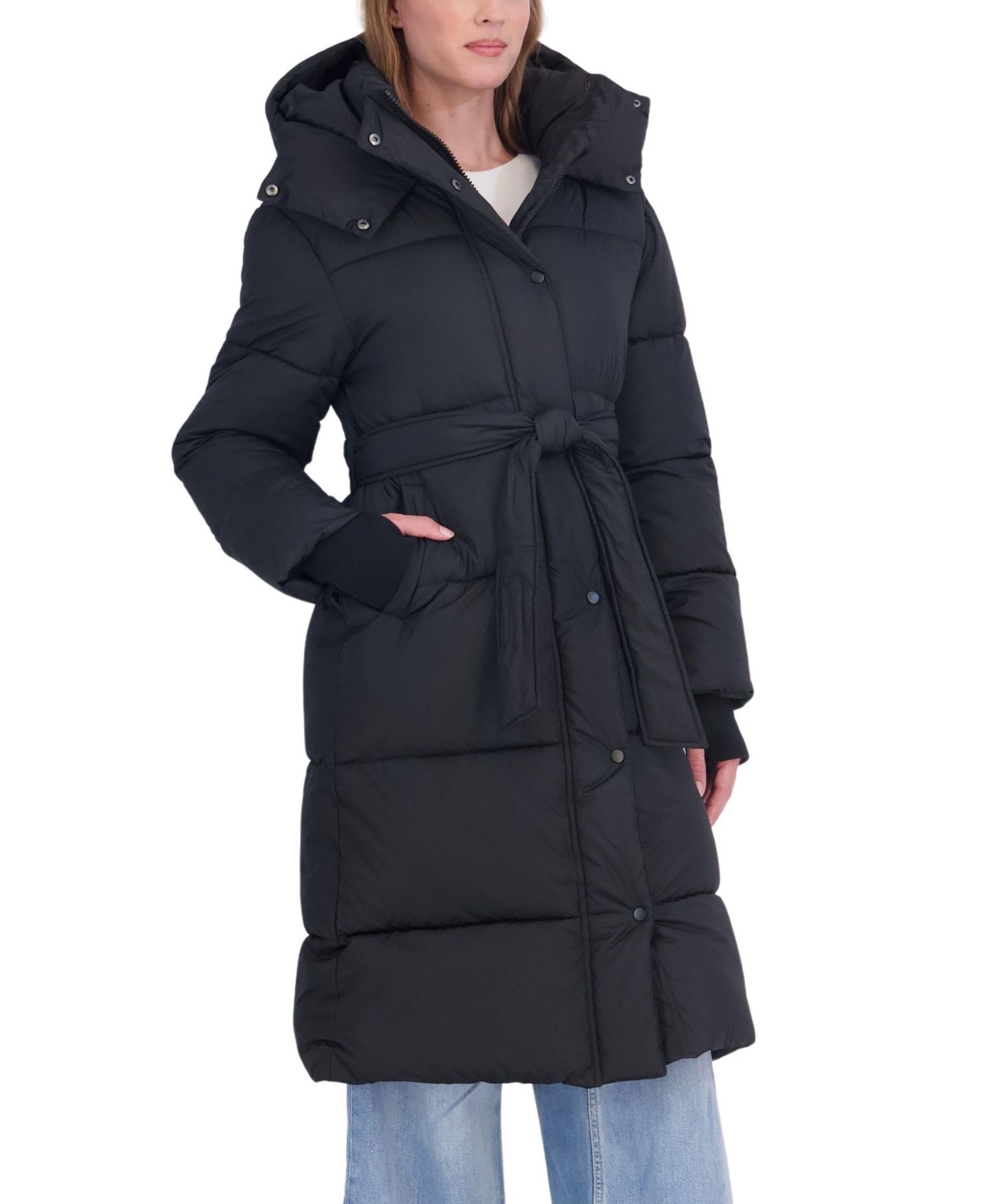 Женская куртка Sebby Collection Long Hooded Puffer, цвет: Чёрный — фото 2