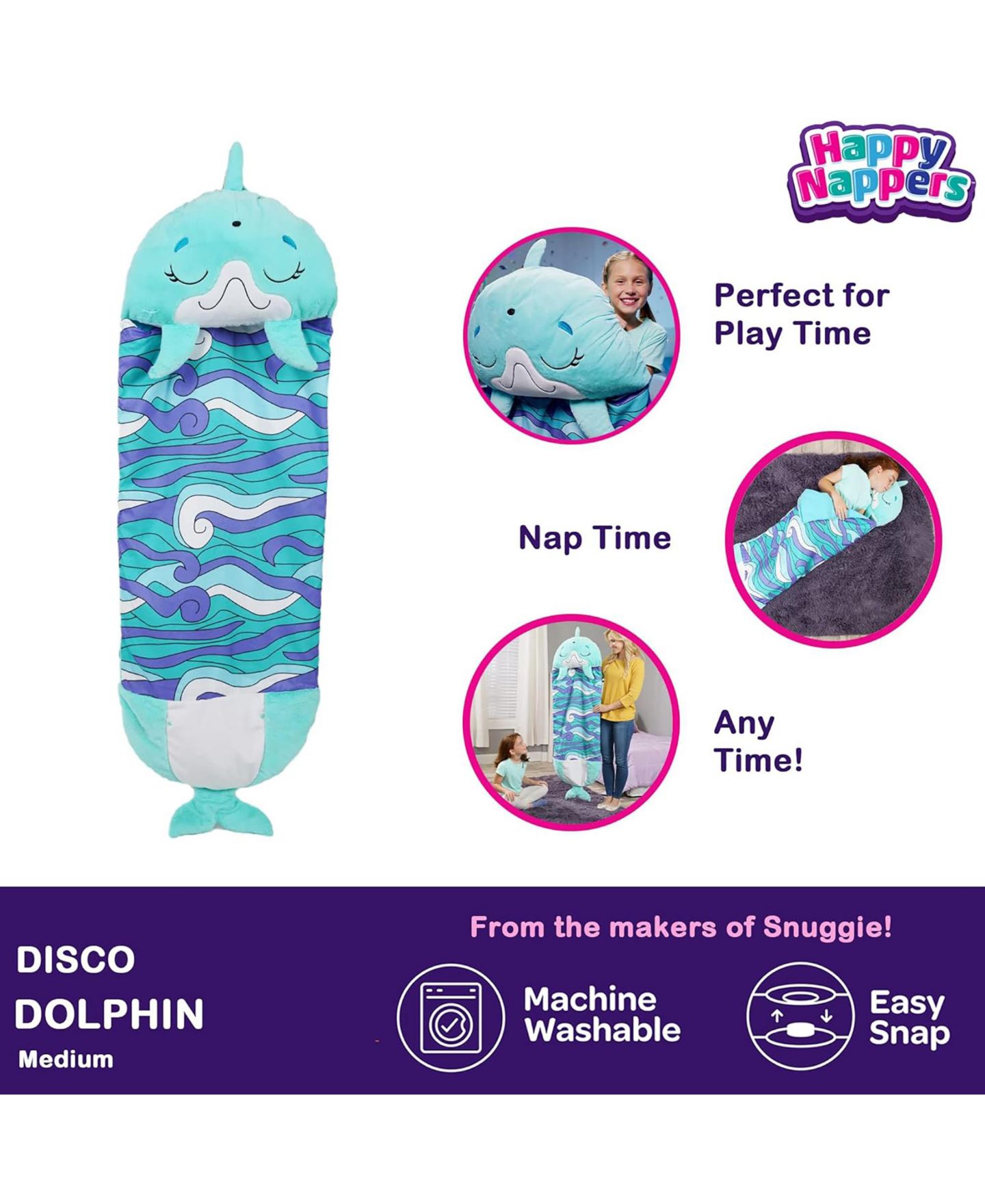 Детские мягкие игрушки Happy Nappers Med - Dolphin Disco — фото 3