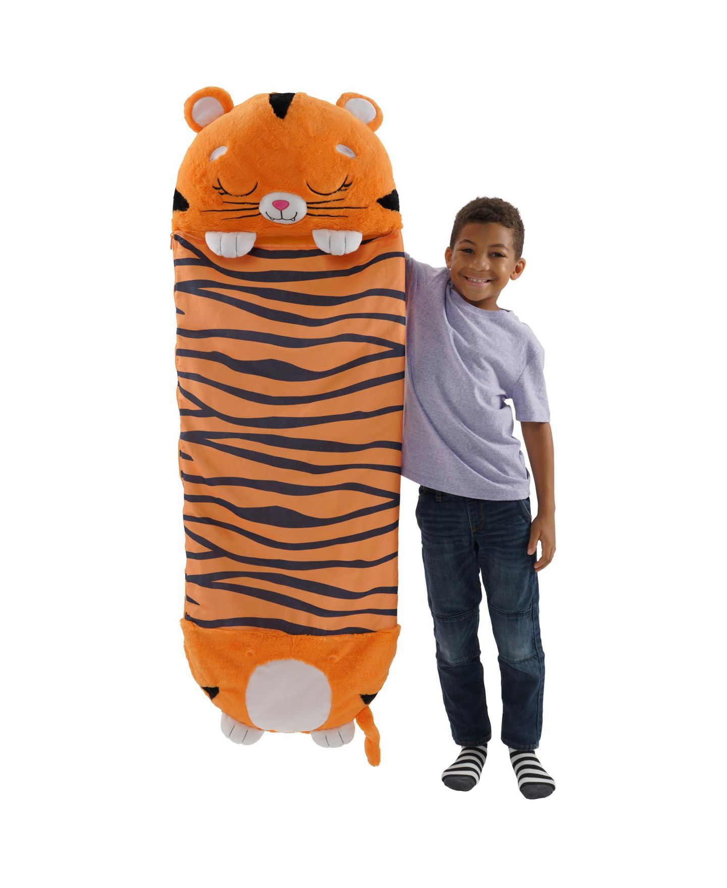 Детские мягкие игрушки Happy Nappers Tiger Tobi Medium Zip-Up Pillow and Sleeping Bag — фото 9