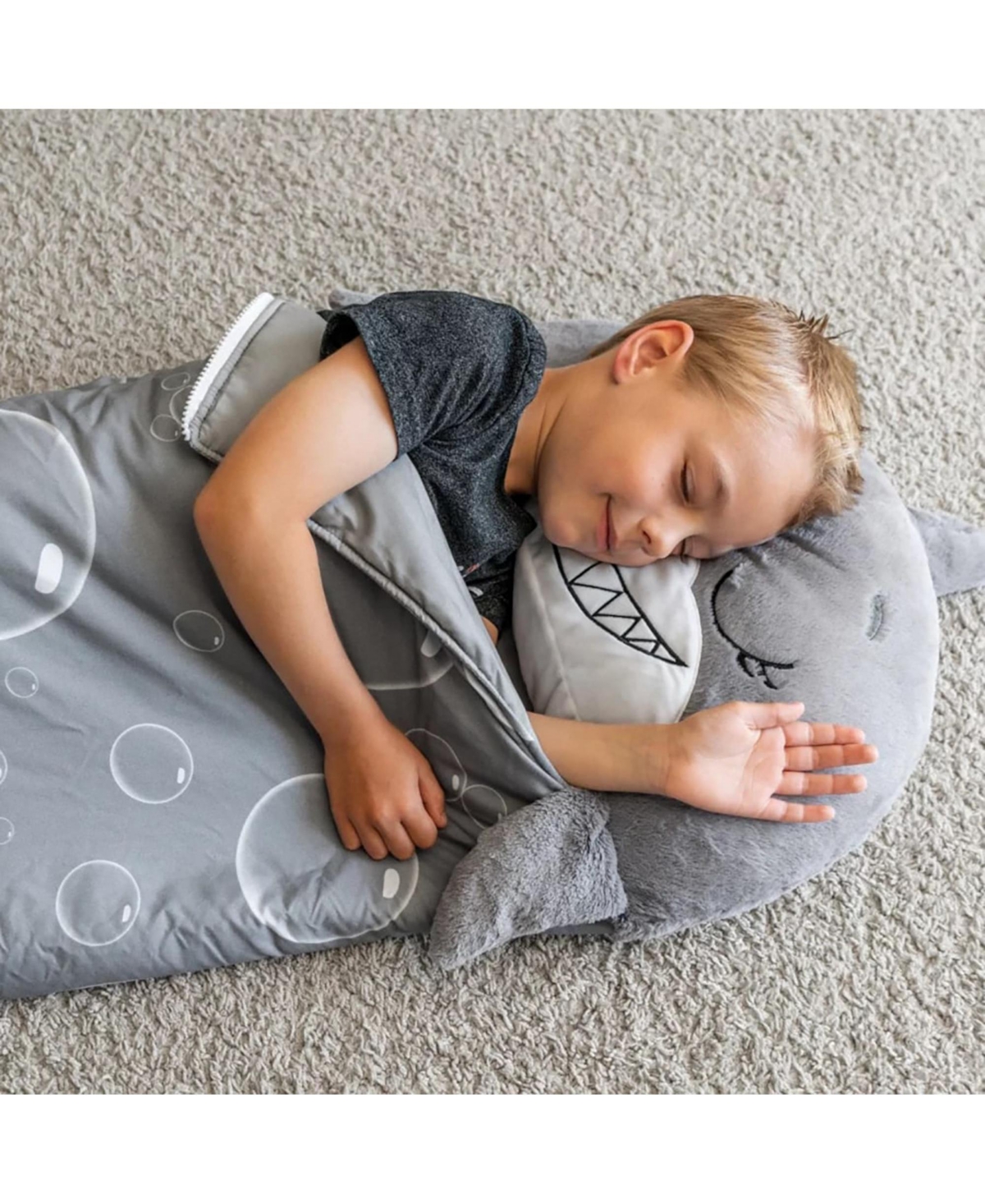 Happy Nappers Shark Medium Weighted Pillow and Sleepy Sack, 54"L x 20"W