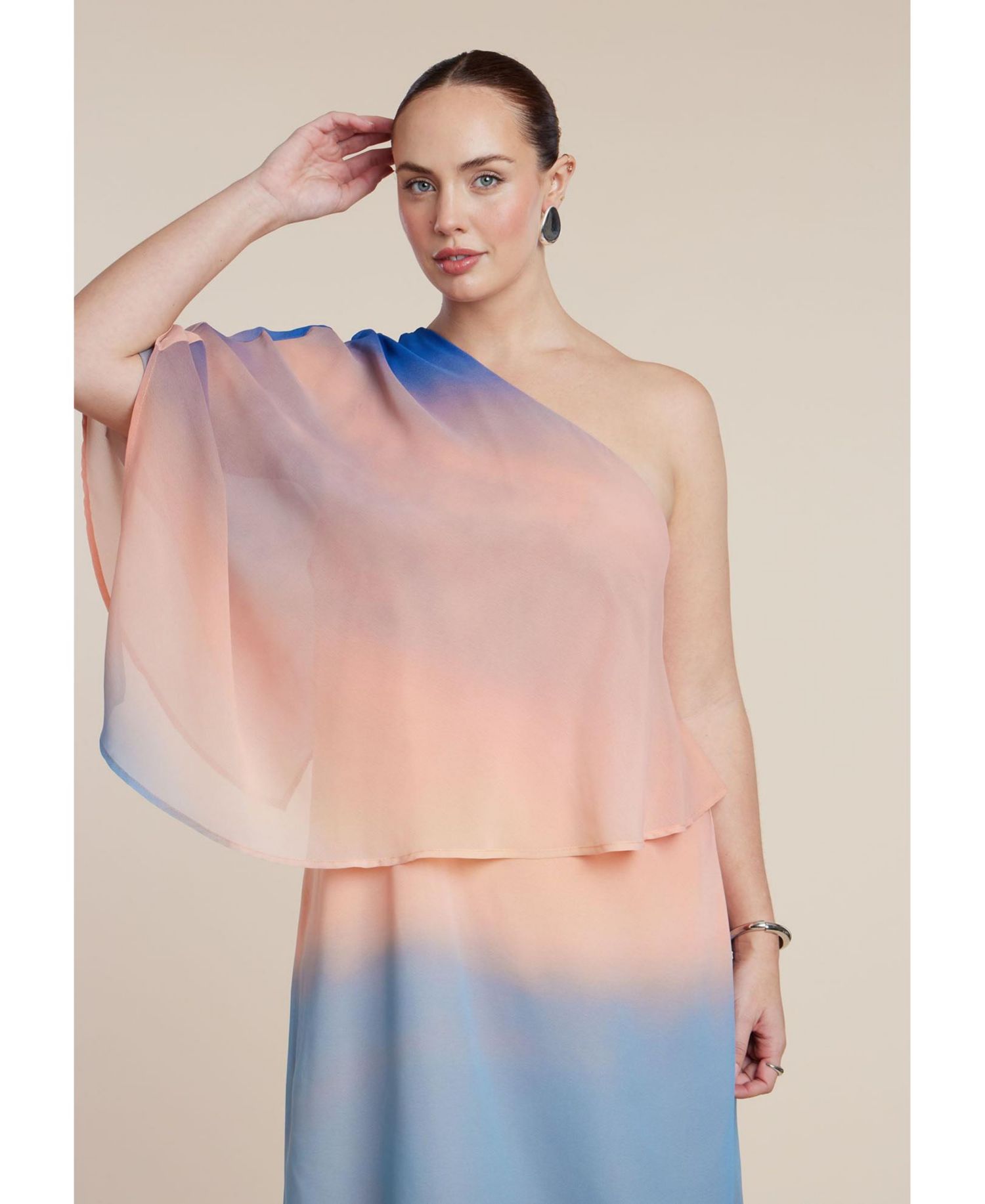 Women's Printed Cape Maxi Dress