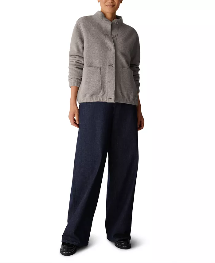 Women's Stand Collar Boiled Wool Short Jacket - thumbnail 6