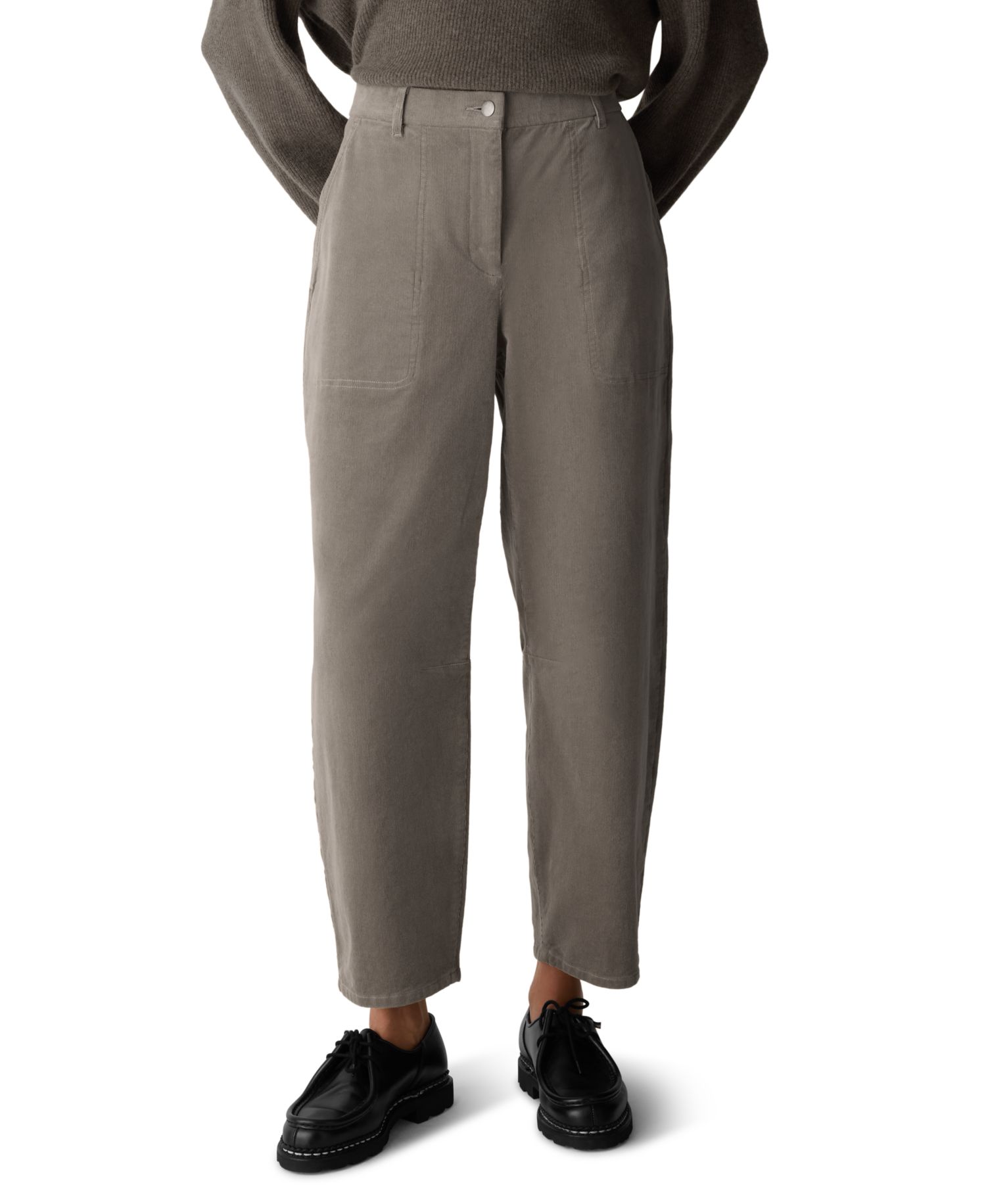 Eileen Fisher Petite Ankle Arch Corduroy Mid-Rise Pants