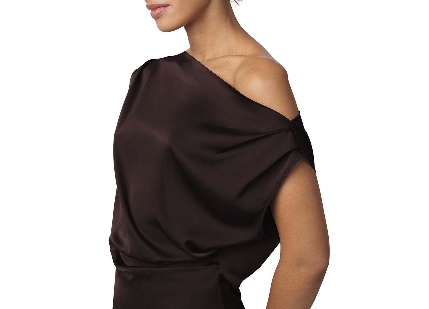 Women's Isla Asymmetrical Satin Drape Neck Blouse