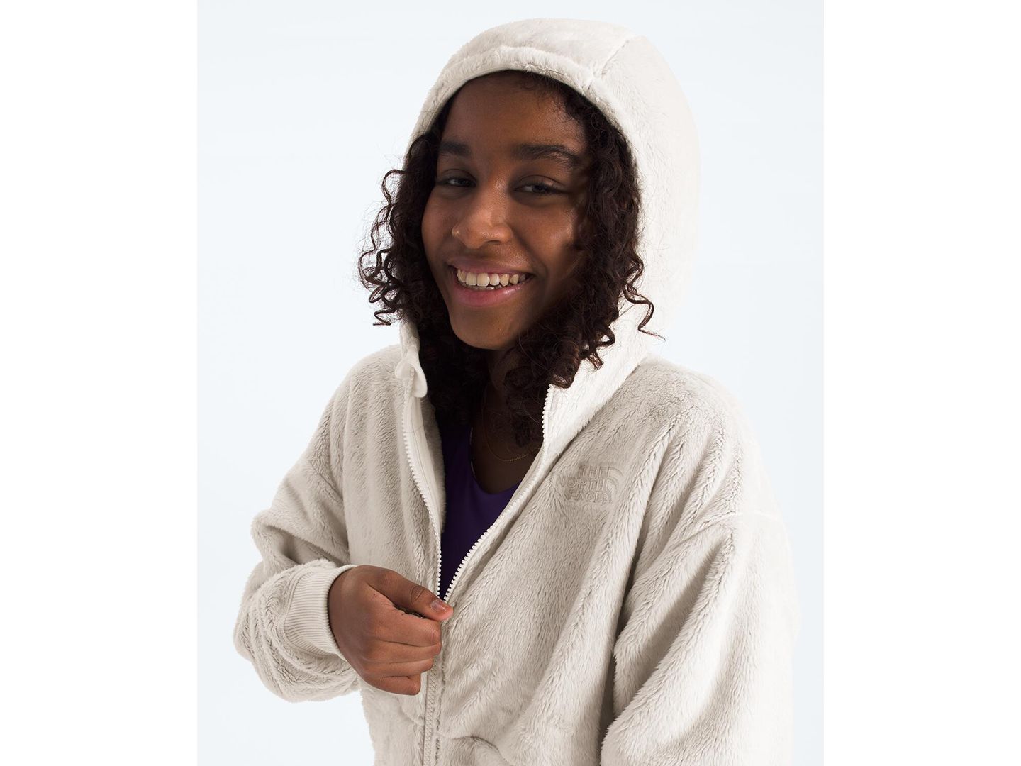 Куртка The North Face Osito Full-Zip Hooded Jacket для девочек, цвет: Белый дюнный — фото 4