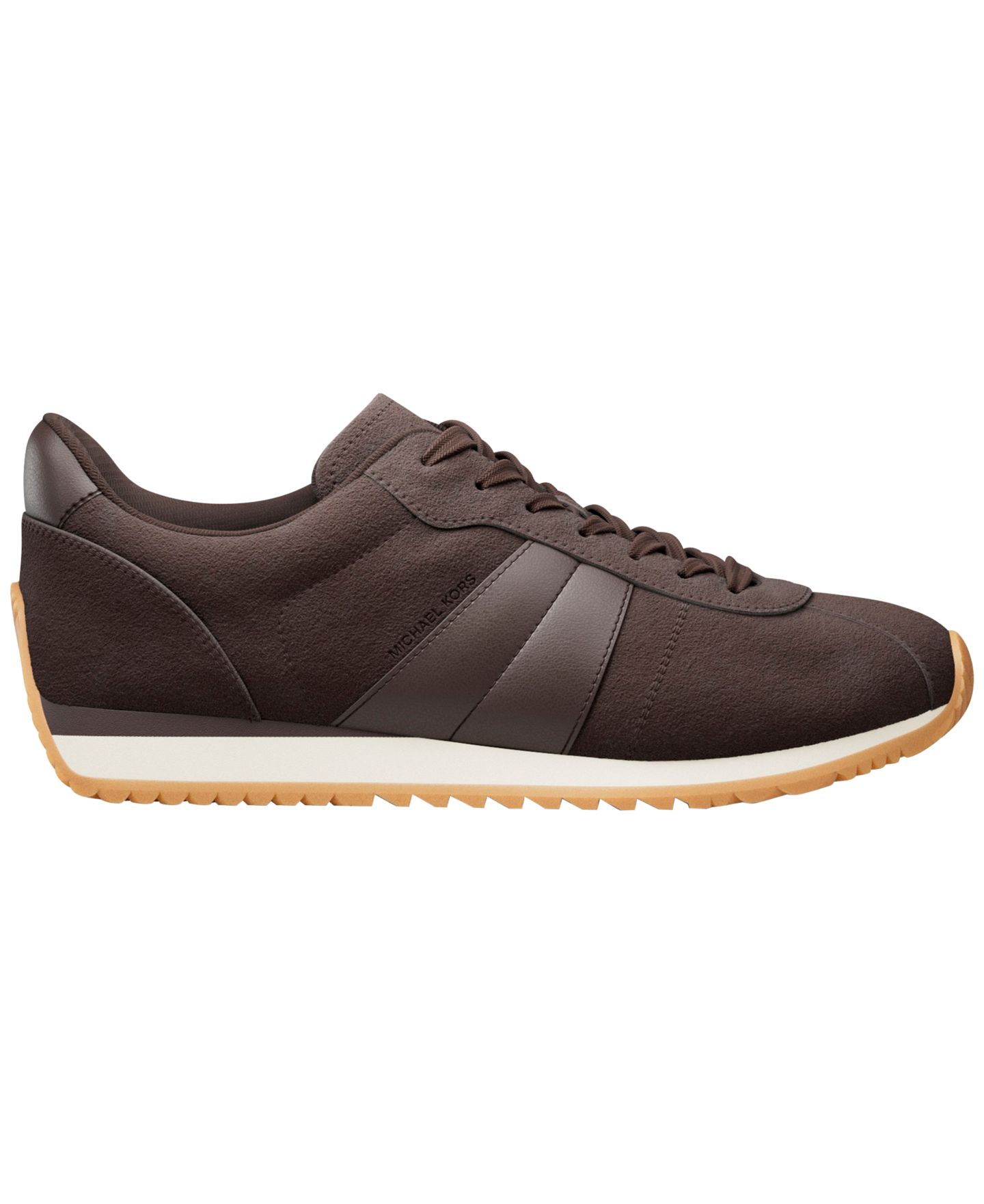 Мужские кроссовки Michael Kors Rhodes Stripe Trainer Suede Lace-Up, цвет: Шоколадный — фото 2