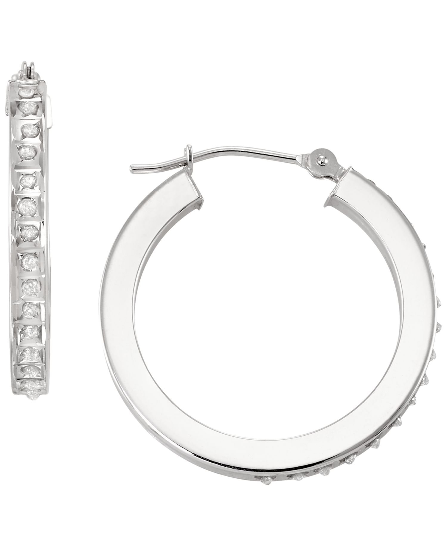 Diamond Round Hoop Earrings (0.01 ct. t.w.) in 10k White Gold