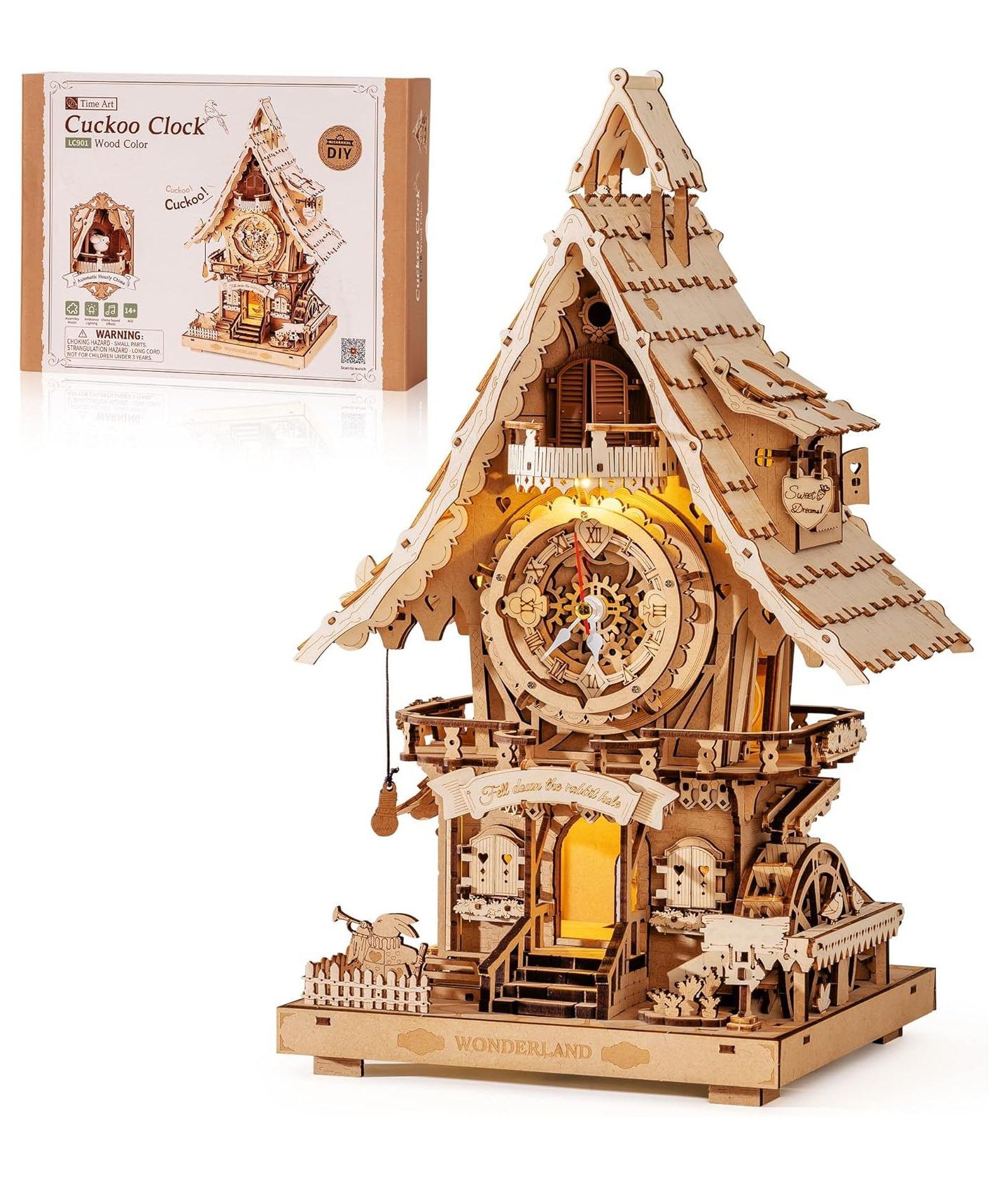 Детские конструкторы Robotime 3D Wooden Puzzles for Adults-Cuckoo Clock Wooden Models for Adults to Build-435 Piece Model Kit Gift for Craft Enthusiast Model Building Set — фото 1