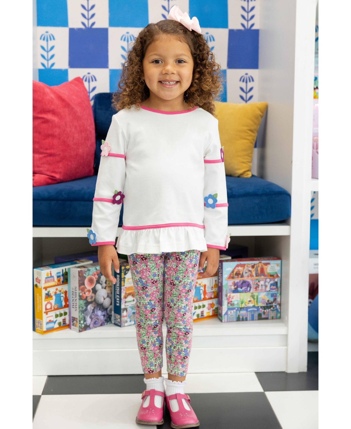 Florence Eiseman Little Girls (4-6X) Knit Tunic Set with Flowers