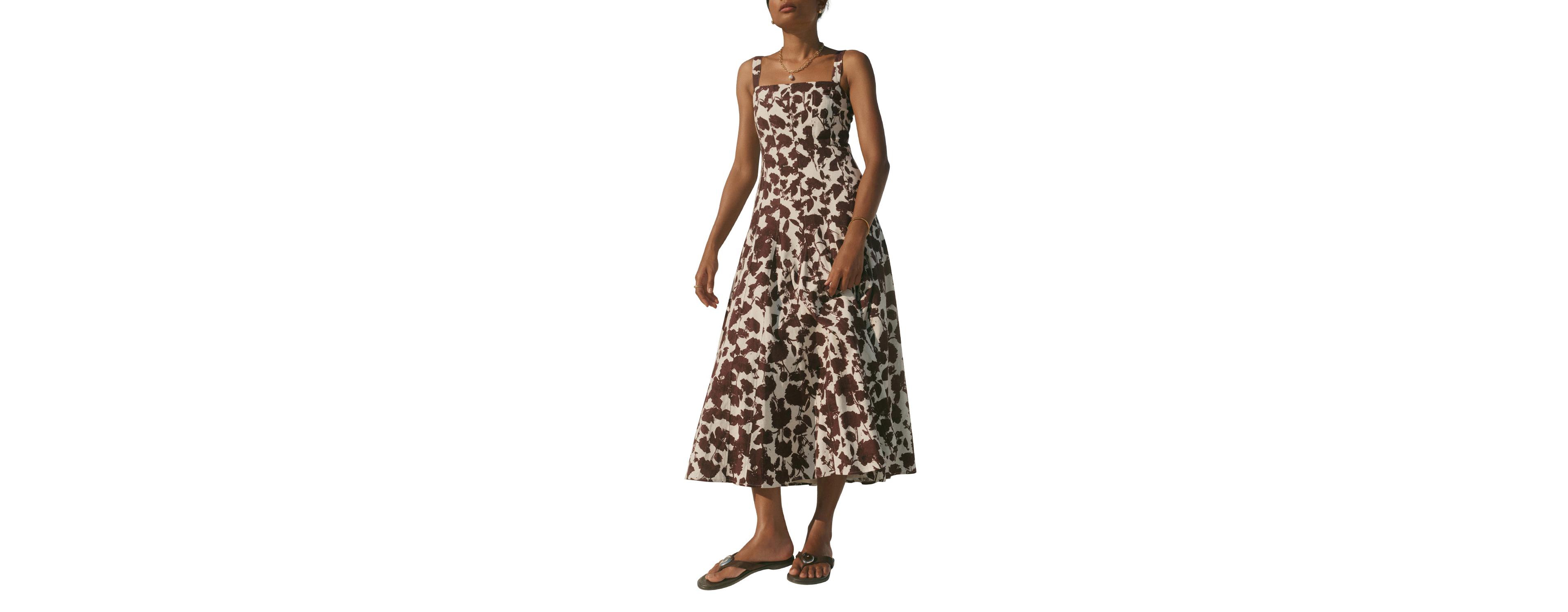Mint Velvet Women's Linen Blend Printed Midi Dress
