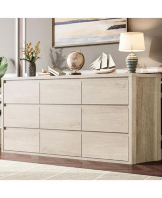 9-Drawer Wood Dresser, Wide Modern Chest of Drawers, Storage Organizer for Bedroom, Living Room