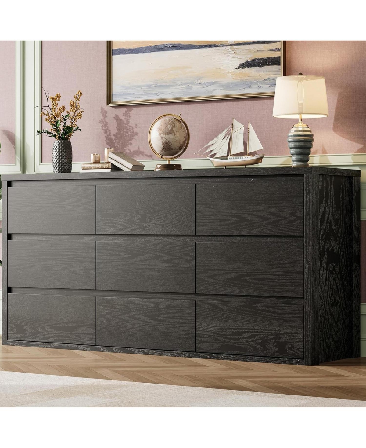 gaomon 9-Drawer Wood Dresser, Wide Modern Chest of Drawers, Storage Organizer for Bedroom, Living Room